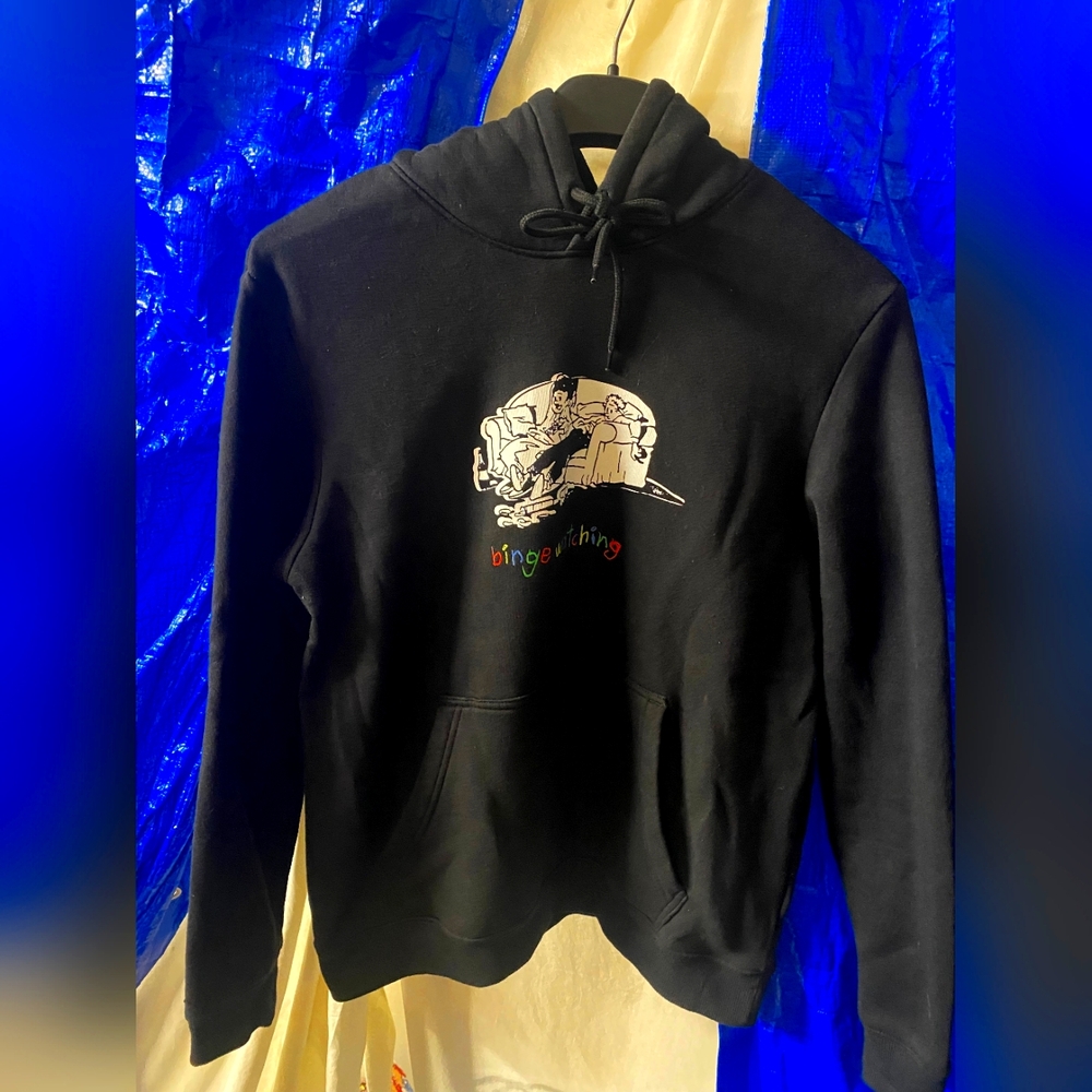 Coupe Standard - Regular Fit - Long Black Graphic Hoodie for Men Size M